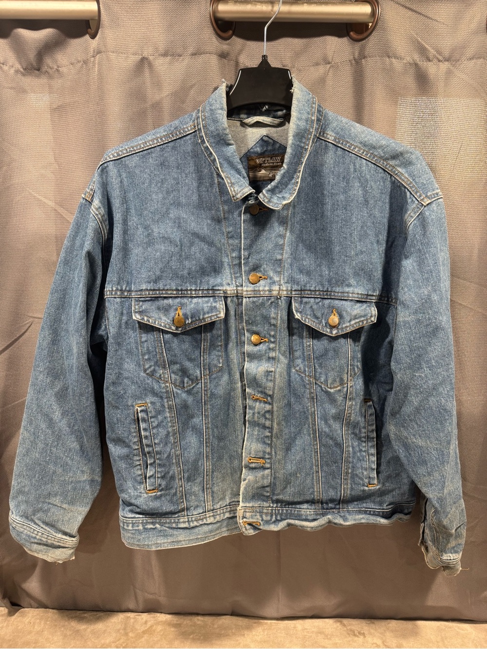 Vintage Outlaw Westen Wear Men's Denim Jacket Distressed